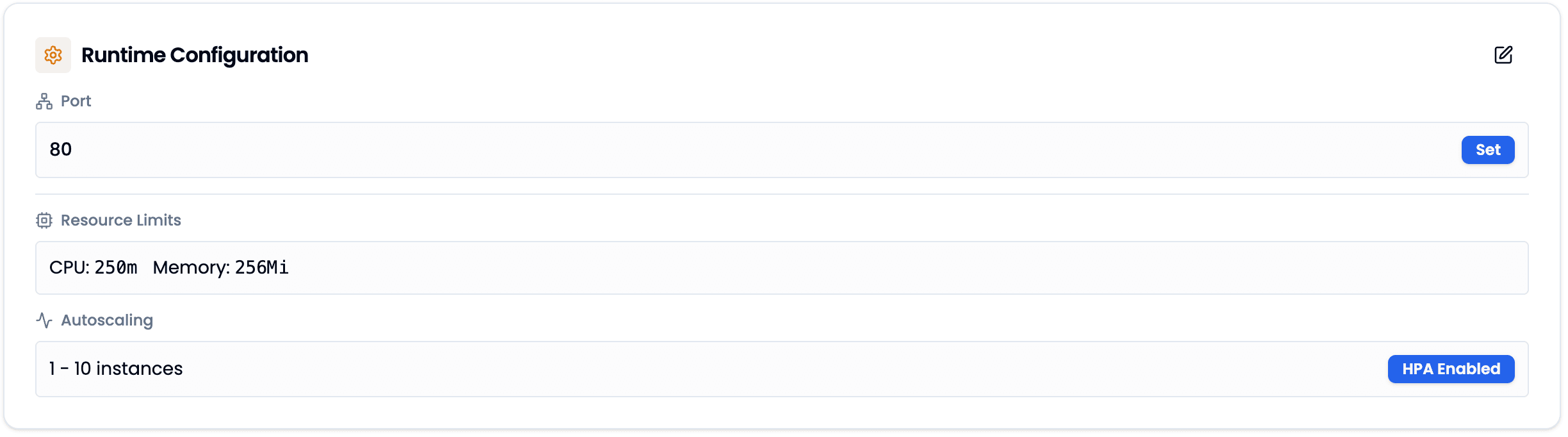 Runtime Configuration Übersicht