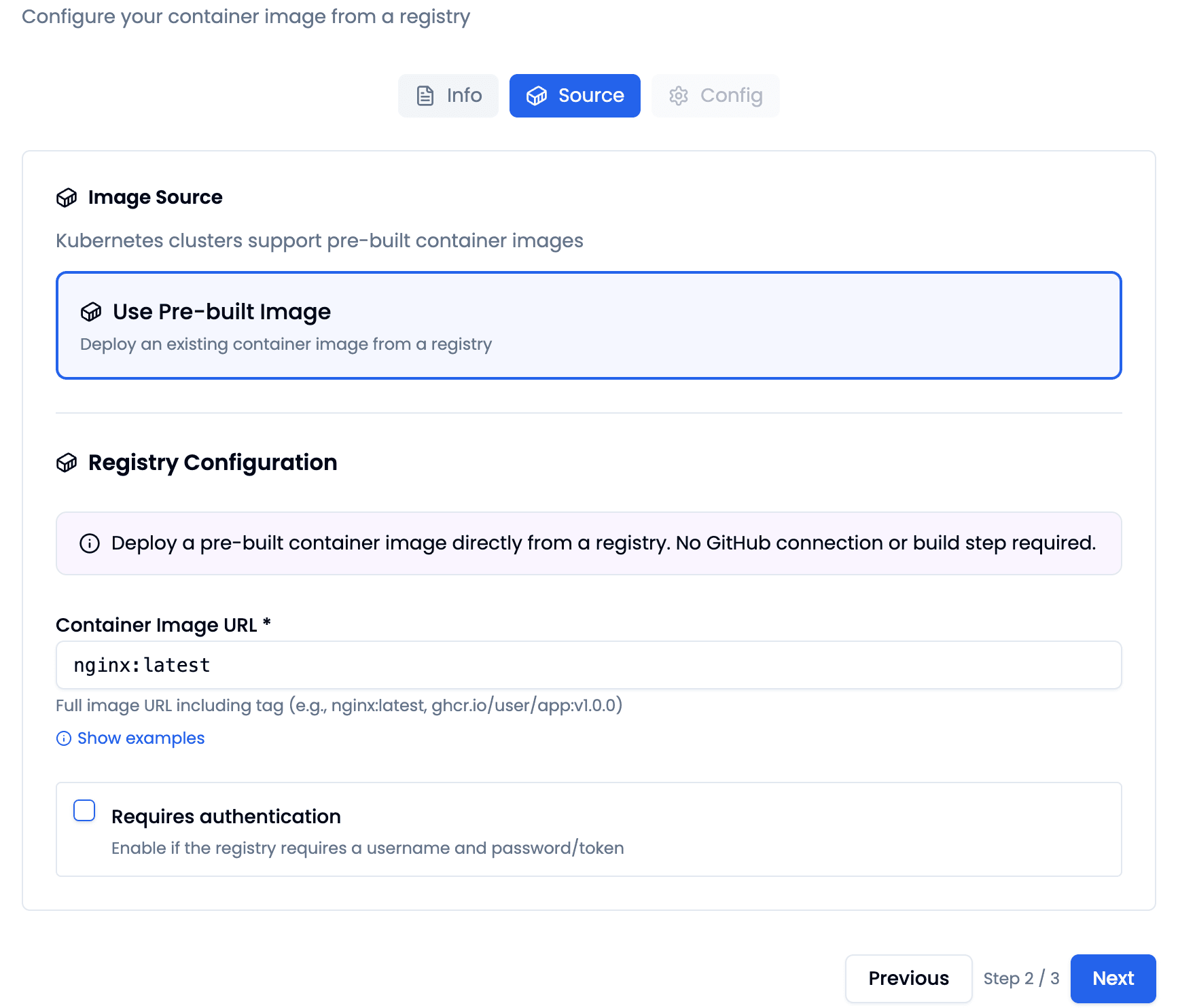 Container Image konfigurieren