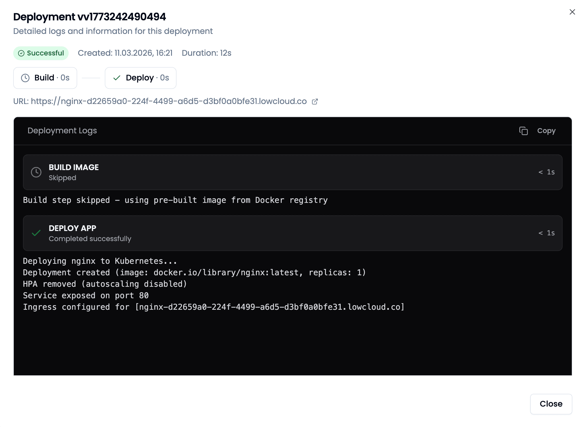 Deployment des nginx Service