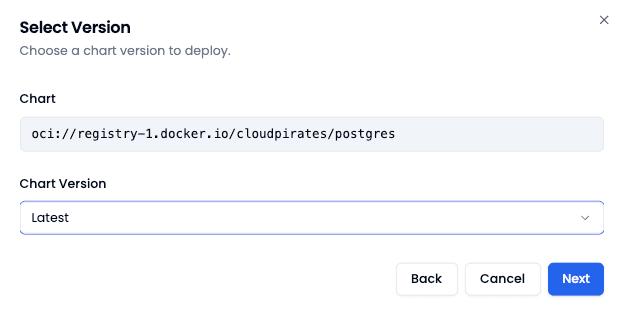 Chart-Version auswählen