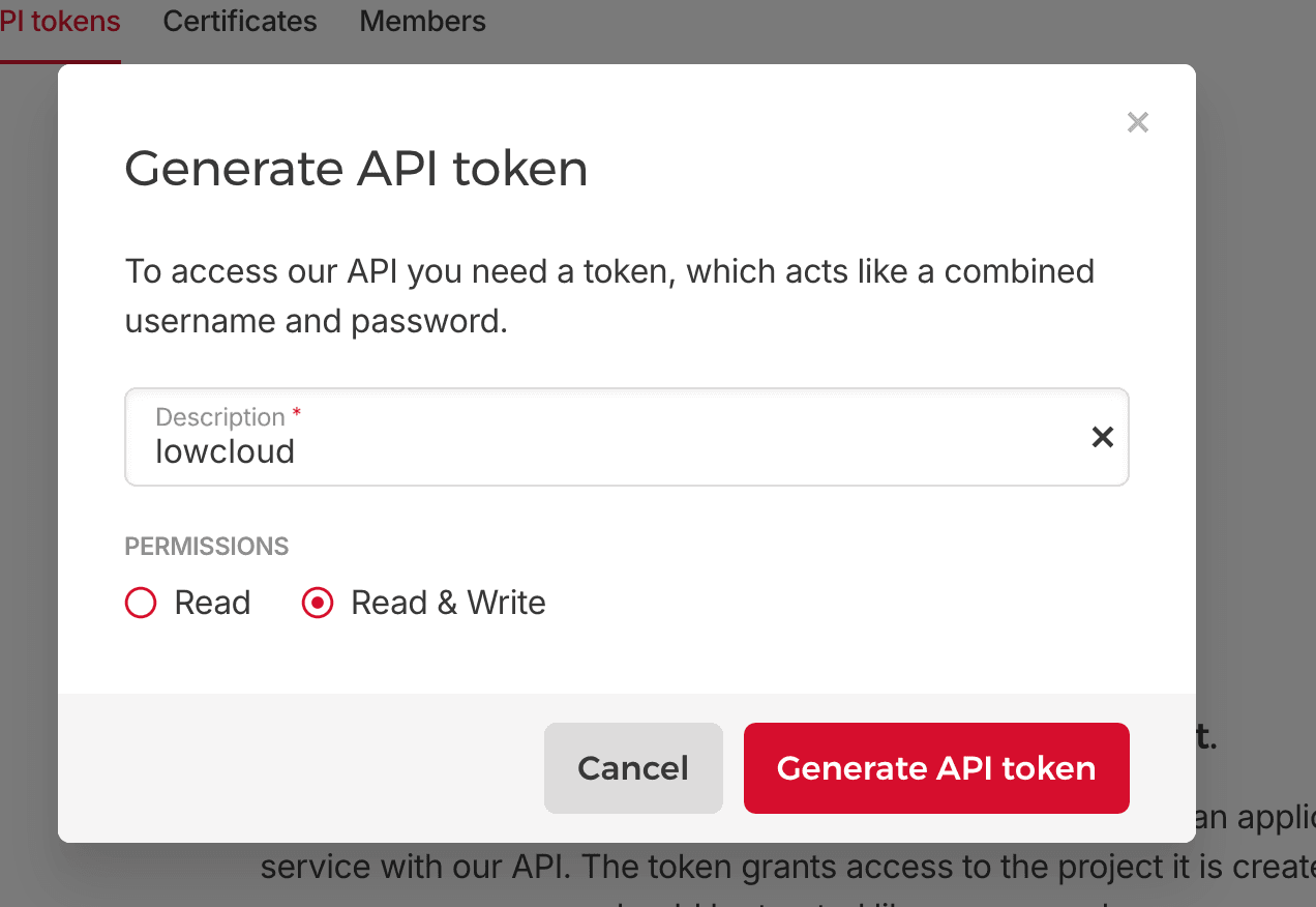 Hetzner API Token erstellen