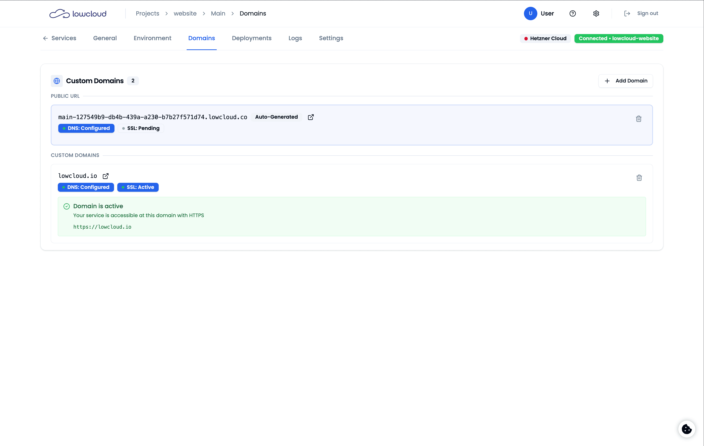 Connect a custom domain to a client project