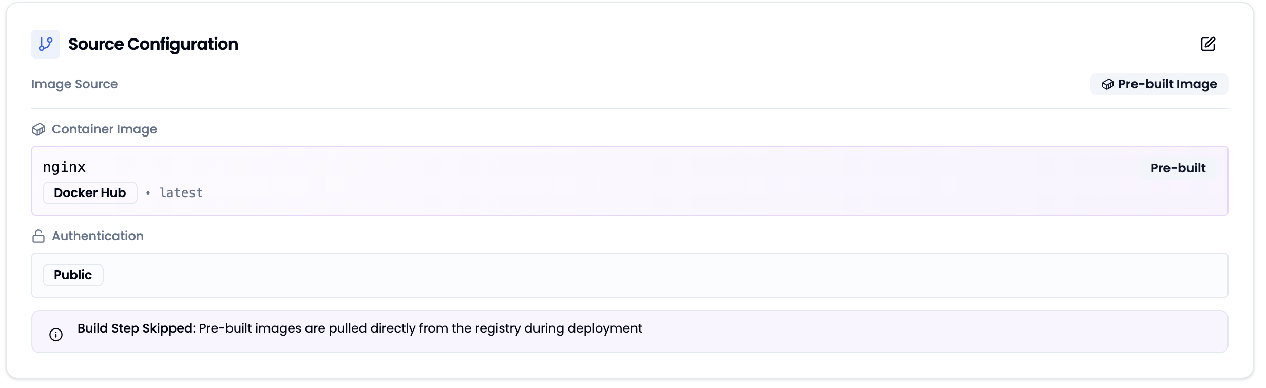 Source Configuration with Docker Image