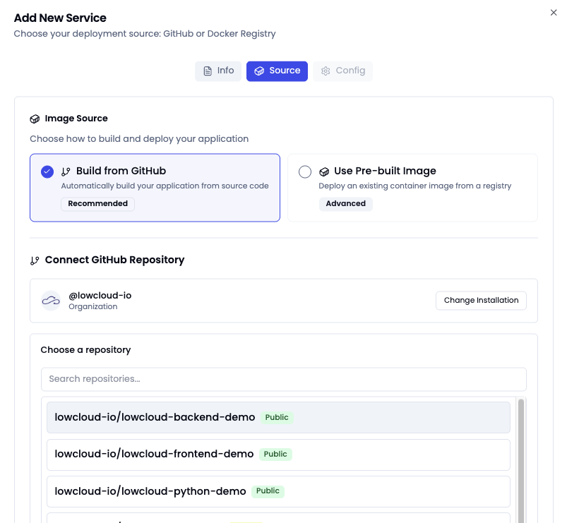 lowcloud Git Deployment