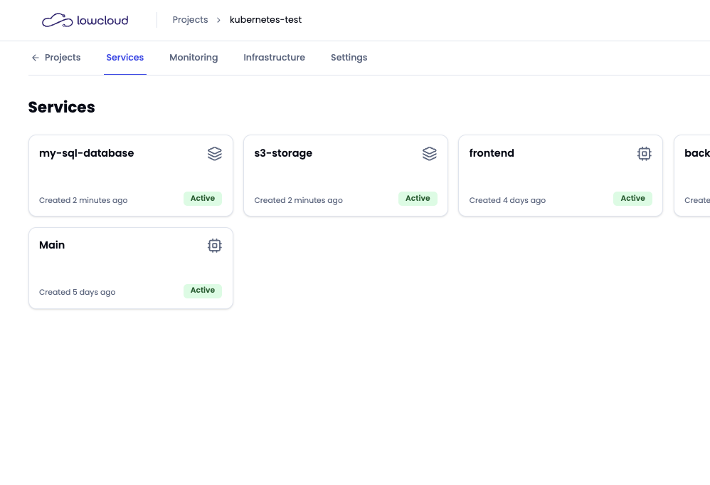 lowcloud dashboard